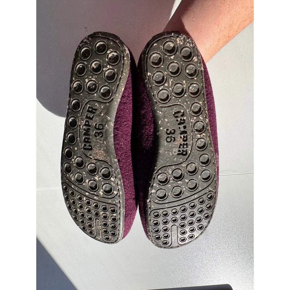 Camper Kids‎ Felt Slippers Burgundy Size 36 4 Mules Slip On Shoes